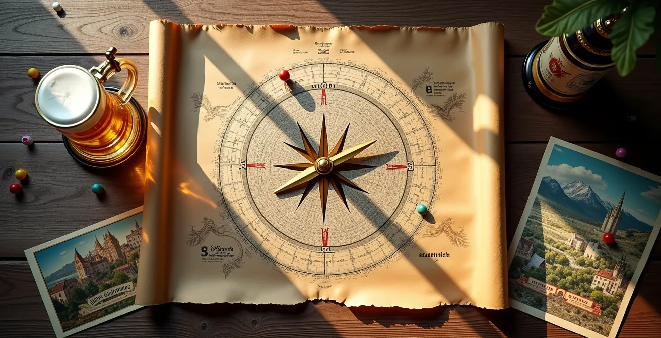 Carte stratégique des zones de logement autour de l'Oktoberfest avec cercles concentriques de distance