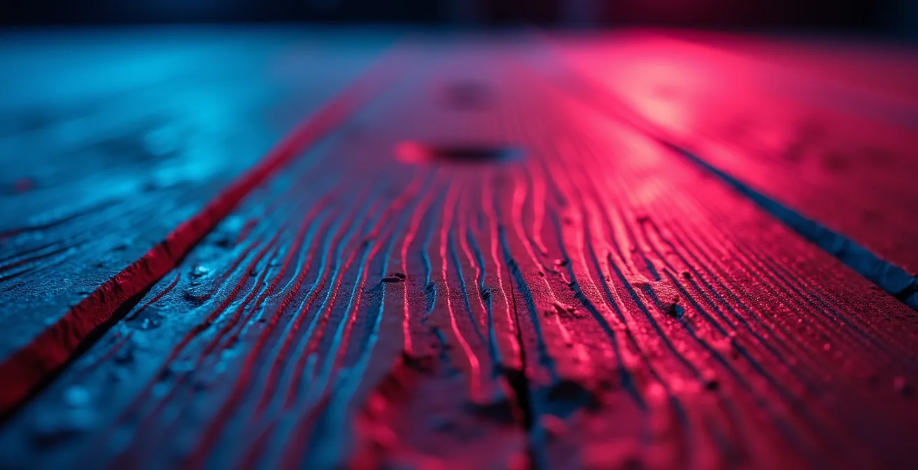 Une scène de théâtre où une projection mapping complexe crée un environnement numérique totalement immersif pour le spectateur.