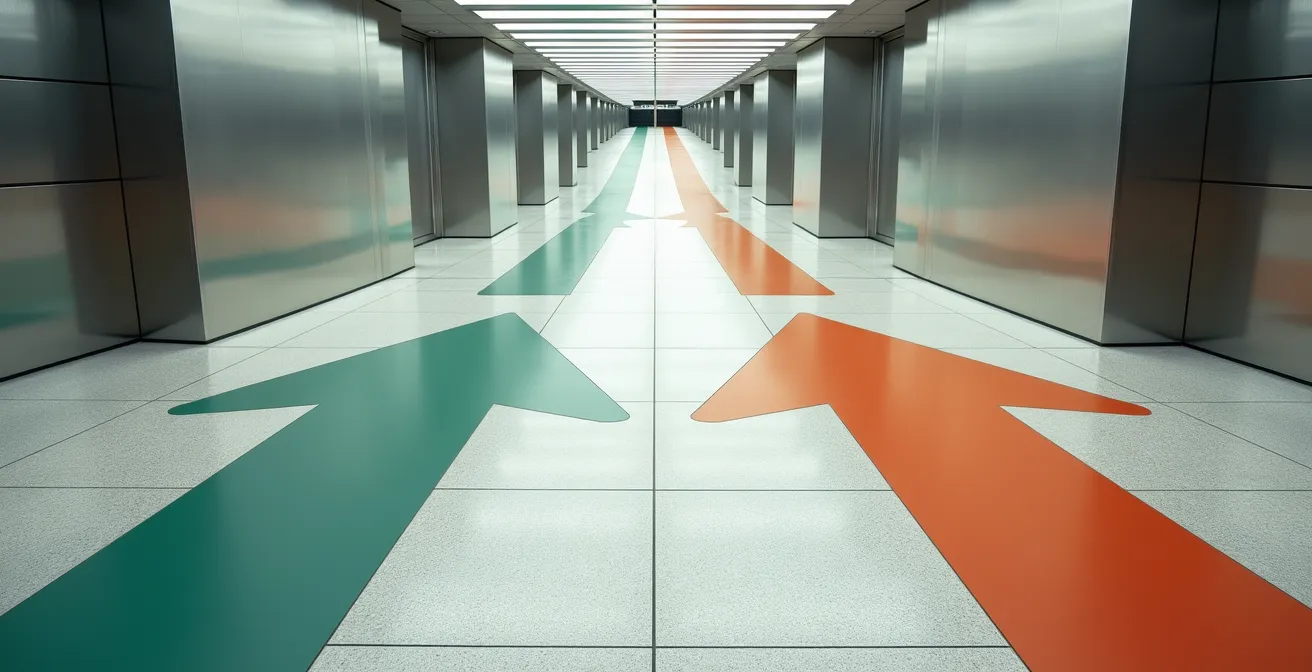 Système de signalisation moderne dans un espace aéroportuaire épuré