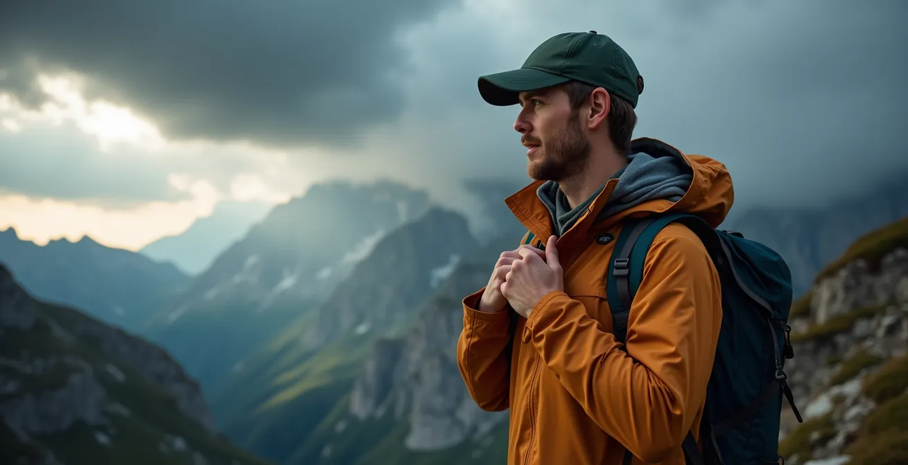 Système de trois couches de vêtements techniques pour la protection en montagne