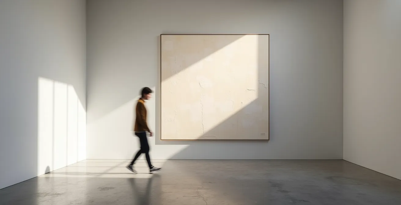 Démonstration de la technique de lumière rasante pour observer la texture d'un tableau
