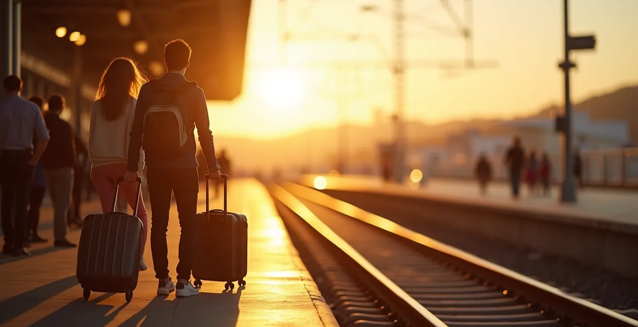 Vue panoramique des villes voisines de Cannes avec la gare TER au premier plan