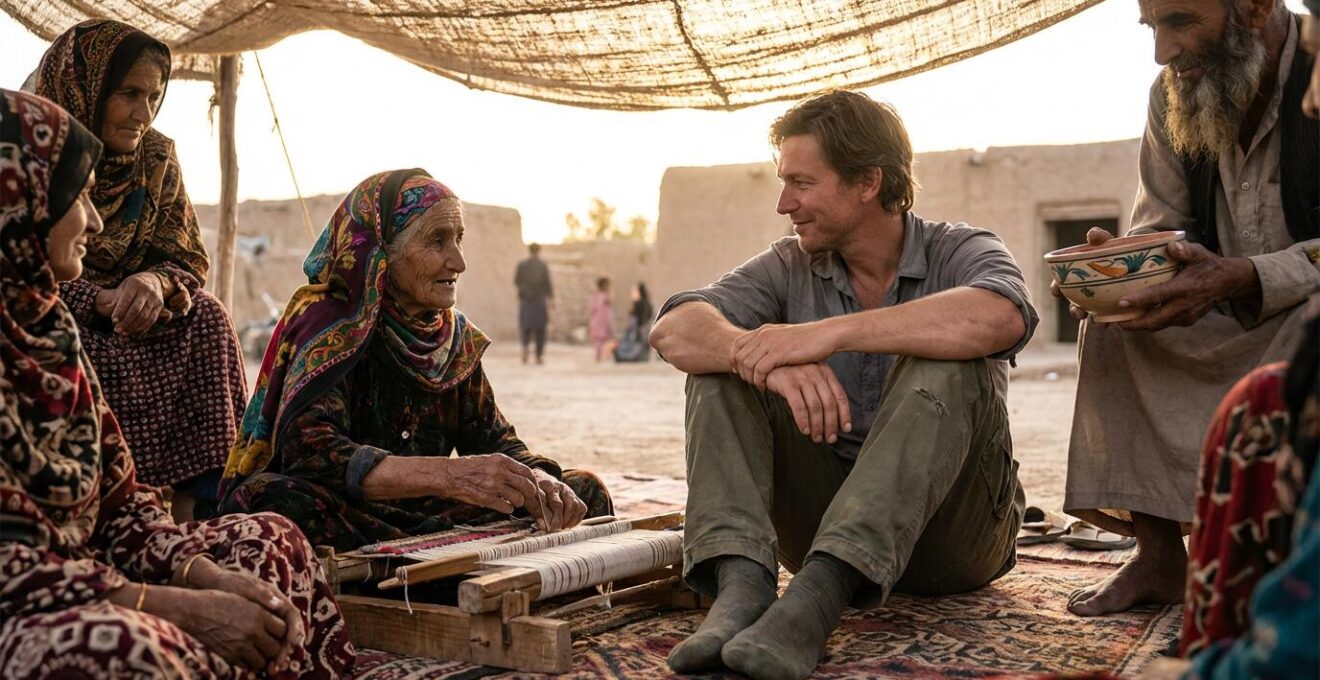 Voyageur participant respectueusement à une cérémonie traditionnelle locale